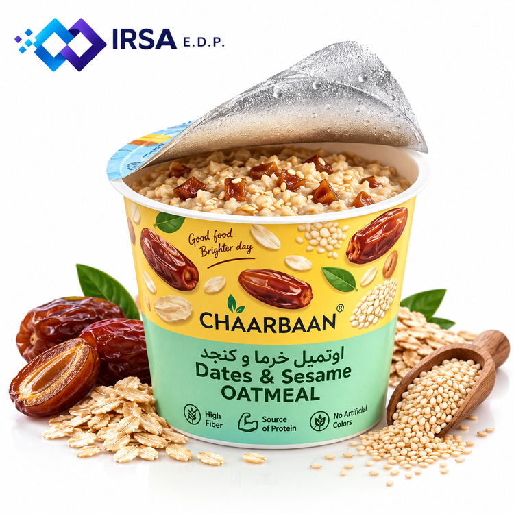 بسته 12 عددی اوتمیل فوری لیوانی طعم خرما و کنجد چاربان