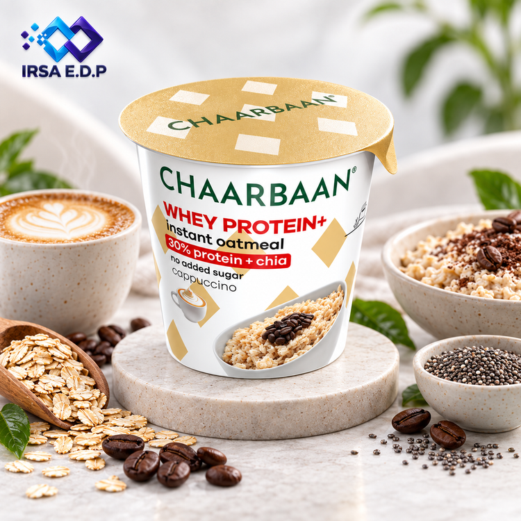 بسته 12 عددی اوتمیل لیوانی با پروتئین و چیا با طعم کاپوچینو چاربان